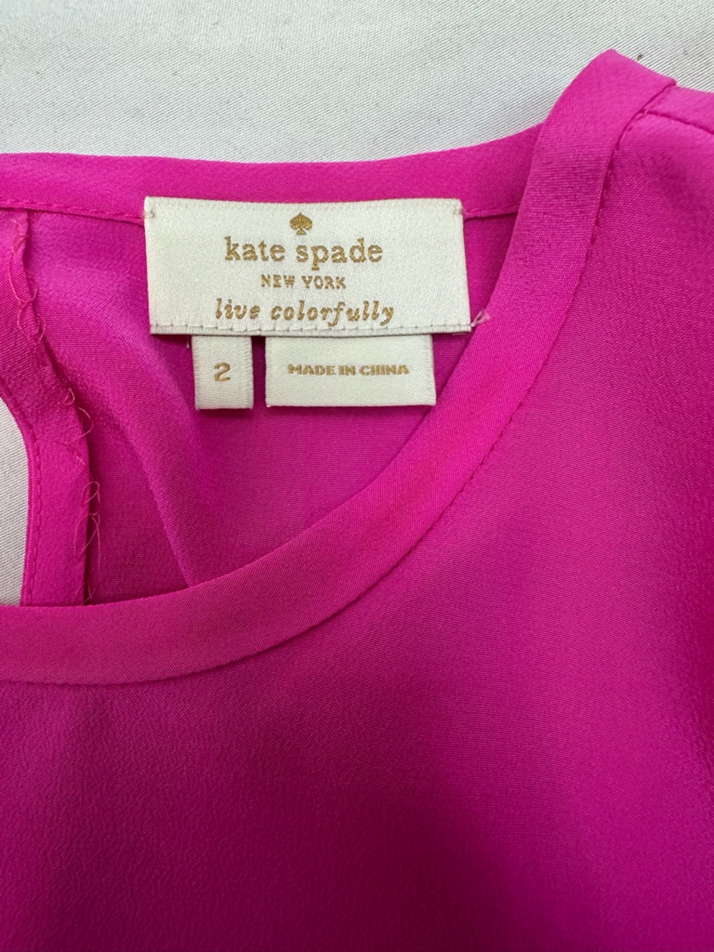 Kate Spade Silk Bright Pink Flutter Sleeve Blouse Top 2 - Picture 4 of 4